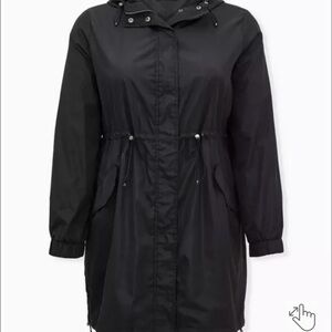 Torrid Black Hooded Trench Coat